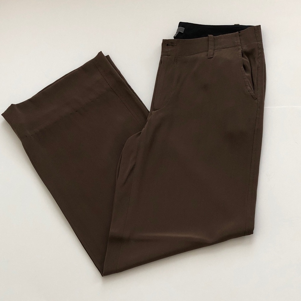 Vince Silk Olive Green Wide Leg Pants